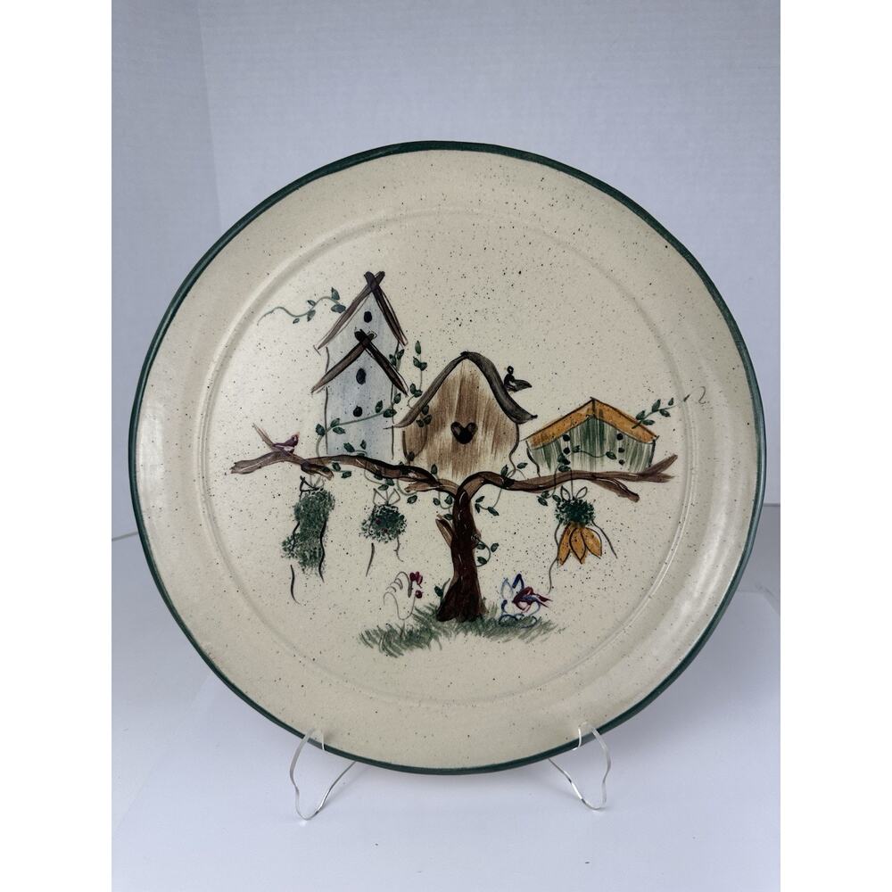 Vintage Millers Mud Mill Hand Painted Bird Houses Pottery Plate Signed G Miller